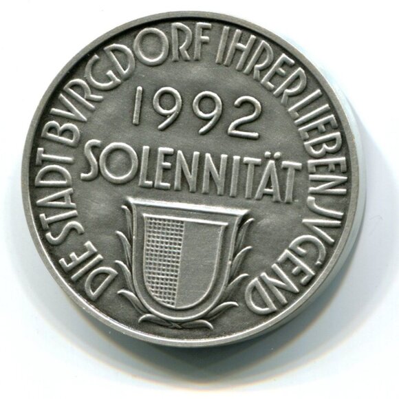 1992 Switzerland Stadt Burgdorf Solennitat Medal (b652-2) - Picture 1 of 2